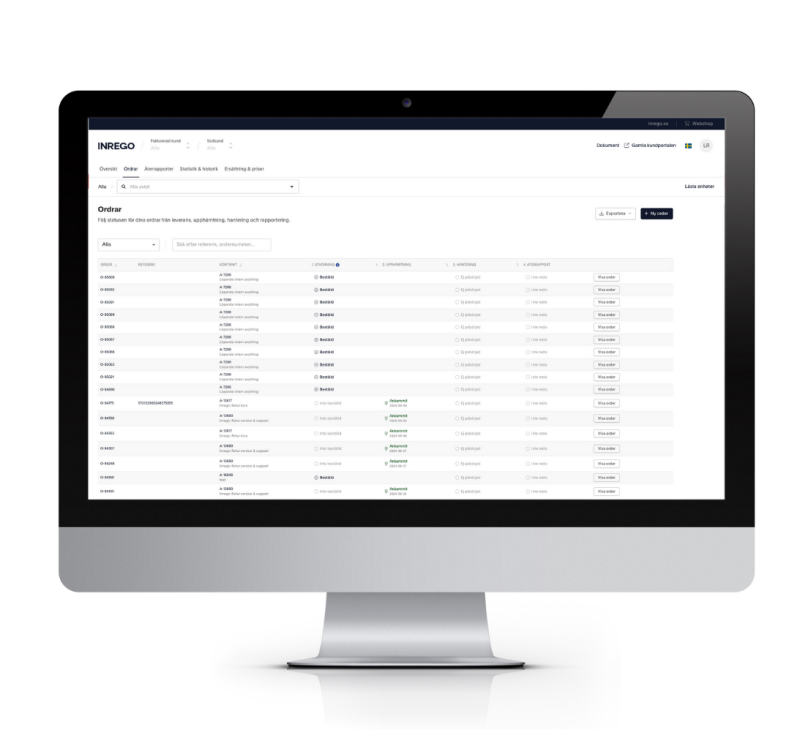 Datorskärm med Inregos cirkulära portal.